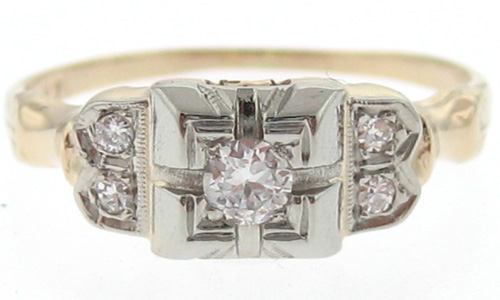 Vintage Estate Genuine Diamonds Solid 14k Gold Ring  