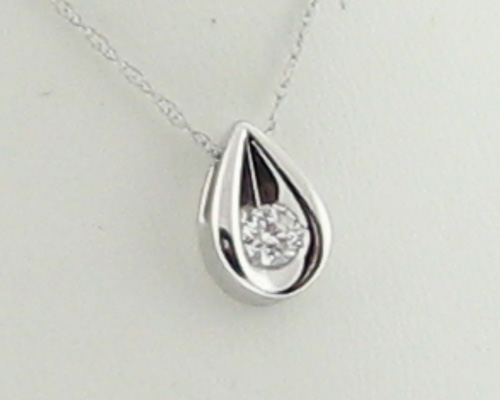 Genuine Diamond 14k White Gold Pendant w/ 18 Chain  